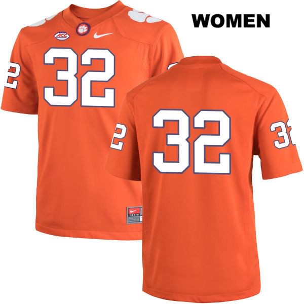 Women's Clemson Tigers #32 Andy Teasdall Stitched Orange Authentic Nike No Name NCAA College Football Jersey DMG4546KC